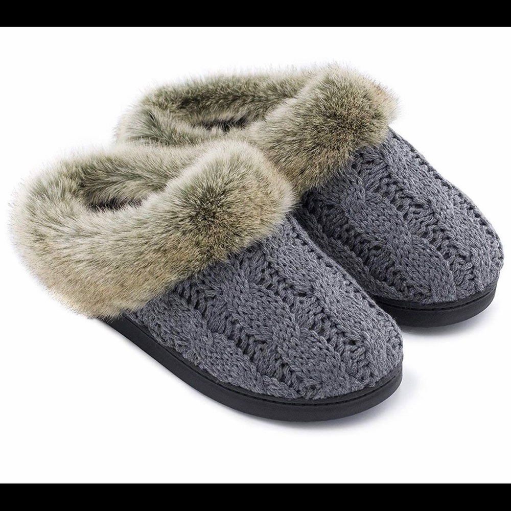 Cable Knit Slippers with Memory Foam